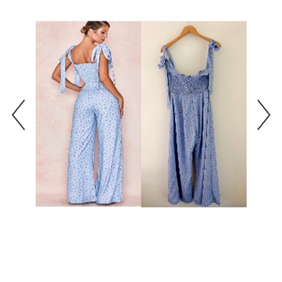 House of CB Lana Blue Floral Shirred Jumpsuit - Picture 3 of 6